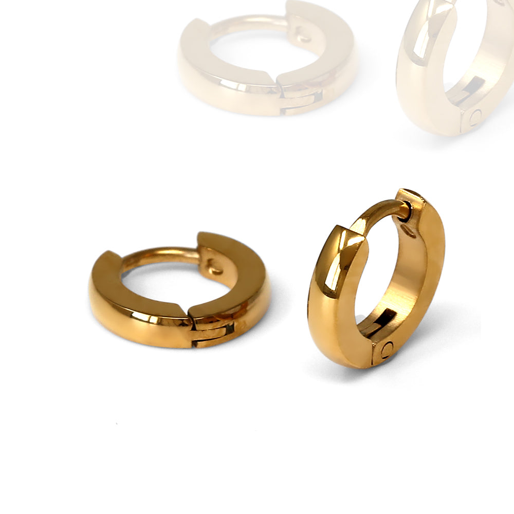 18k Gold S. Steel Creolen - 13mm x 3mm/ Hochglanz