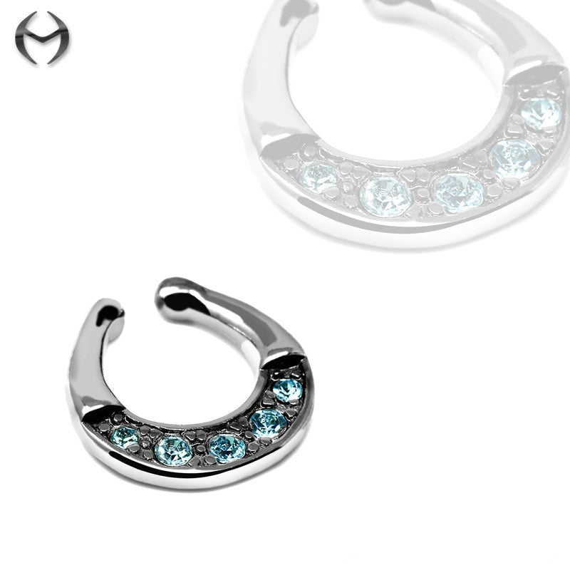 Fashion Clip-On Septum Ring mit Kristallen