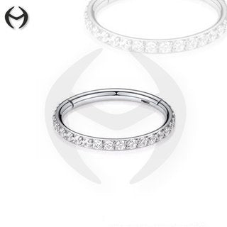 Steel Segment Ring Clicker - mit Kristallen in Crystal Clear