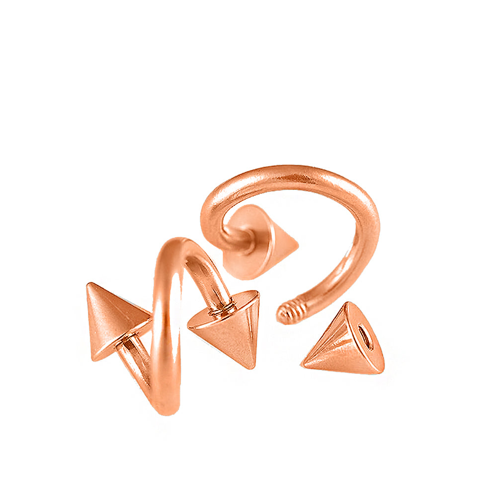 18K Rose Gold Steel Spirale mit Spitzen - Stärke 1.6mm