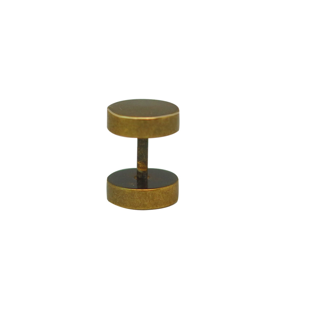 Antik Gold Steel Fake Plug mit Disc - Stärke 1.2mm Länge 6mm