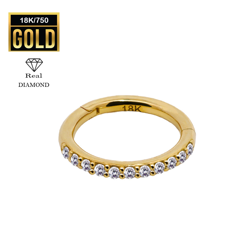 750er Echt-Gelbgold (18K) Segmentring Clicker mit Diamanten - Stärke 1.2mm