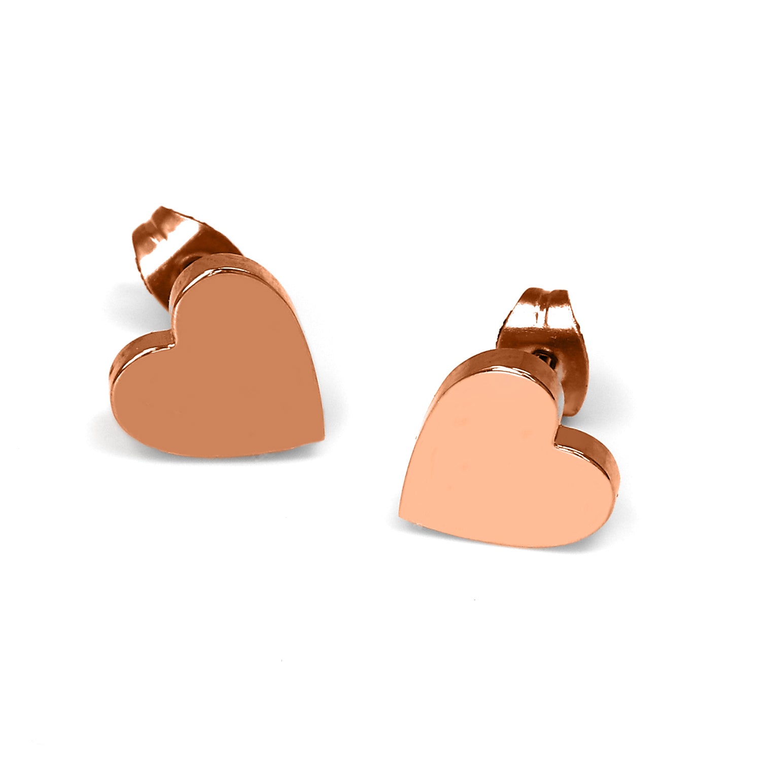 18K Rose Gold S. Steel Ohrstecker im Herz Design - 8mm/ Hochglanz