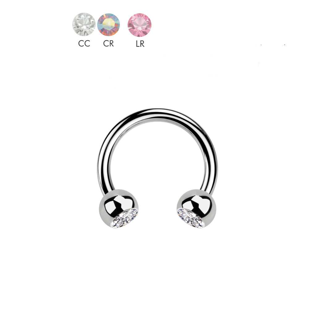 Steel 316L Circular Barbell mit Kristall Kugeln - Stärke 1.2mm Kugeln 4mm