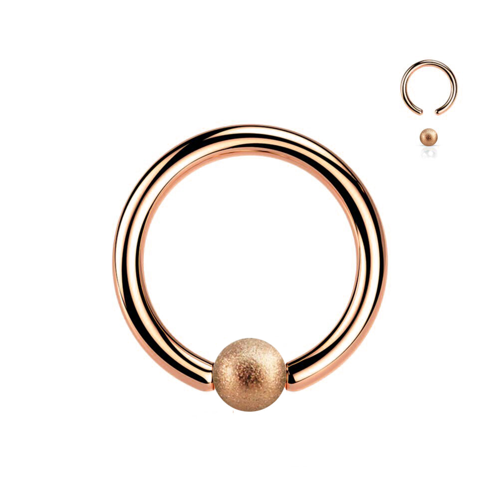 18K Rose Gold Steel BCR mit sandgestrahlter Klemmkugel