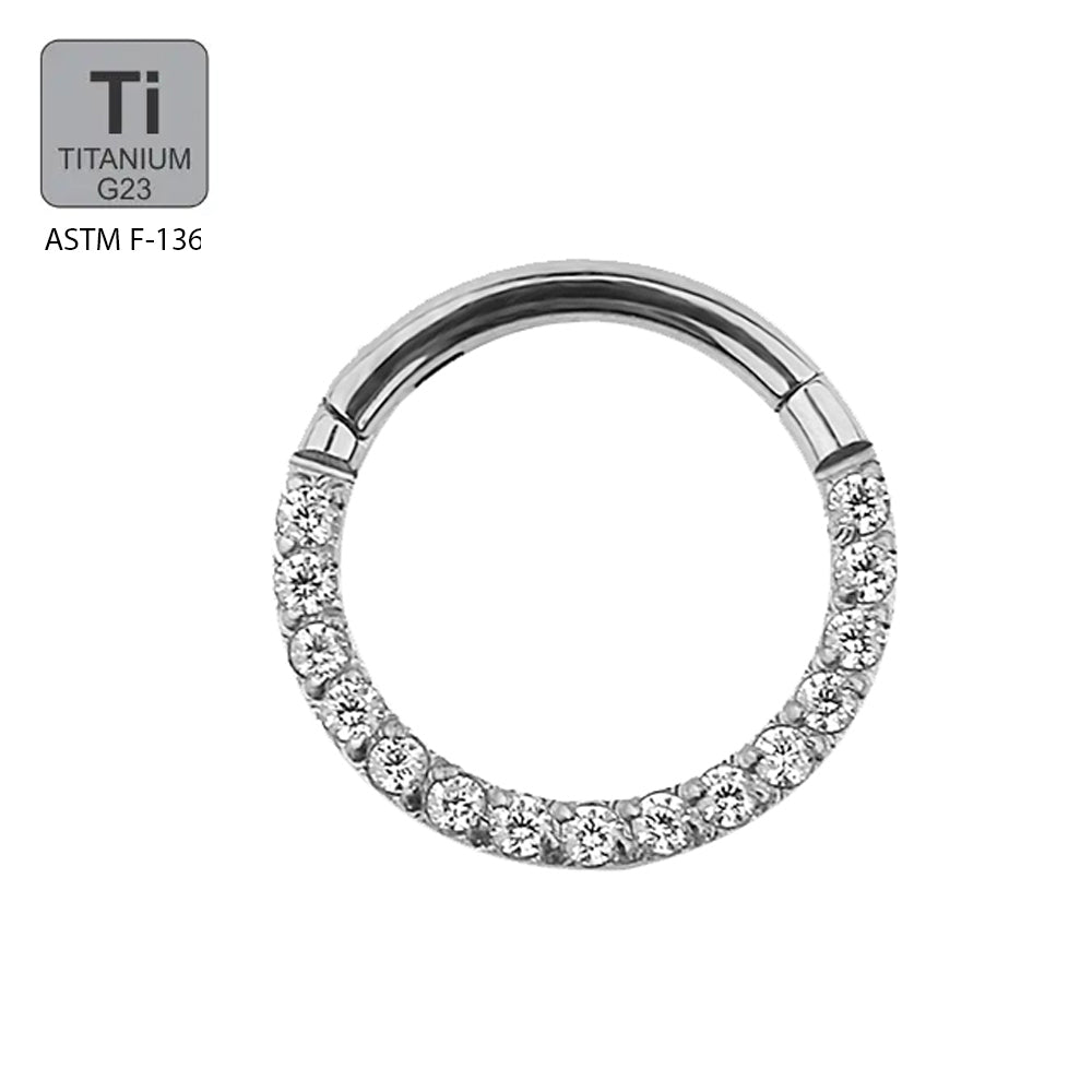 Titan G23 Segmentring Clicker mit Cubic Zirkonia Kristallen - Stärke 1.2mm