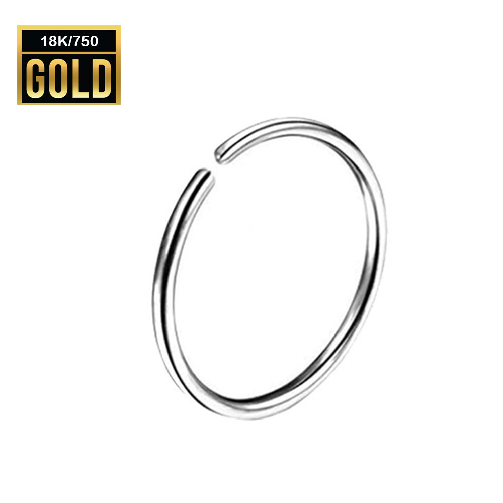 750er Echt-Weißgold (18K) Nasenring - Stärke 0.8mm Durchmesser 10mm