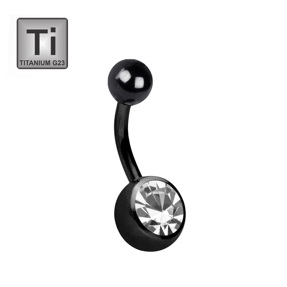 Black Titan Bauchnabel Banana - Stärke 1.6mm mit 5+8mm Kugeln - Single Crystal