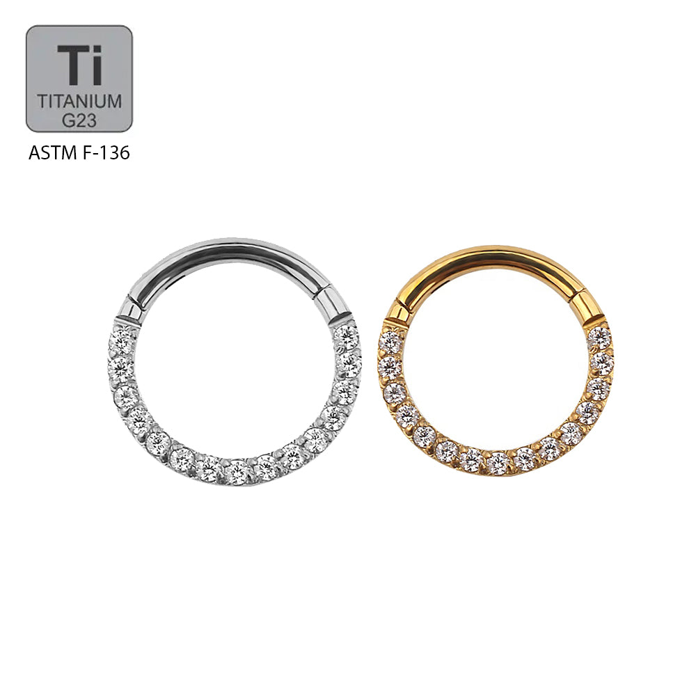 Titan G23 Segmentring Clicker mit Cubic Zirkonia Kristallen - Stärke 1.2mm