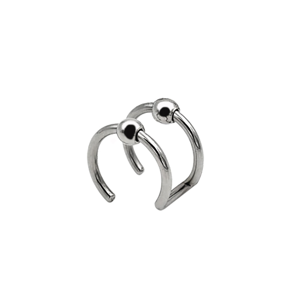 Steel 316L Non Piercing Clip-On mit 2 Ringen und Kugeln - Stärke 1.2mm