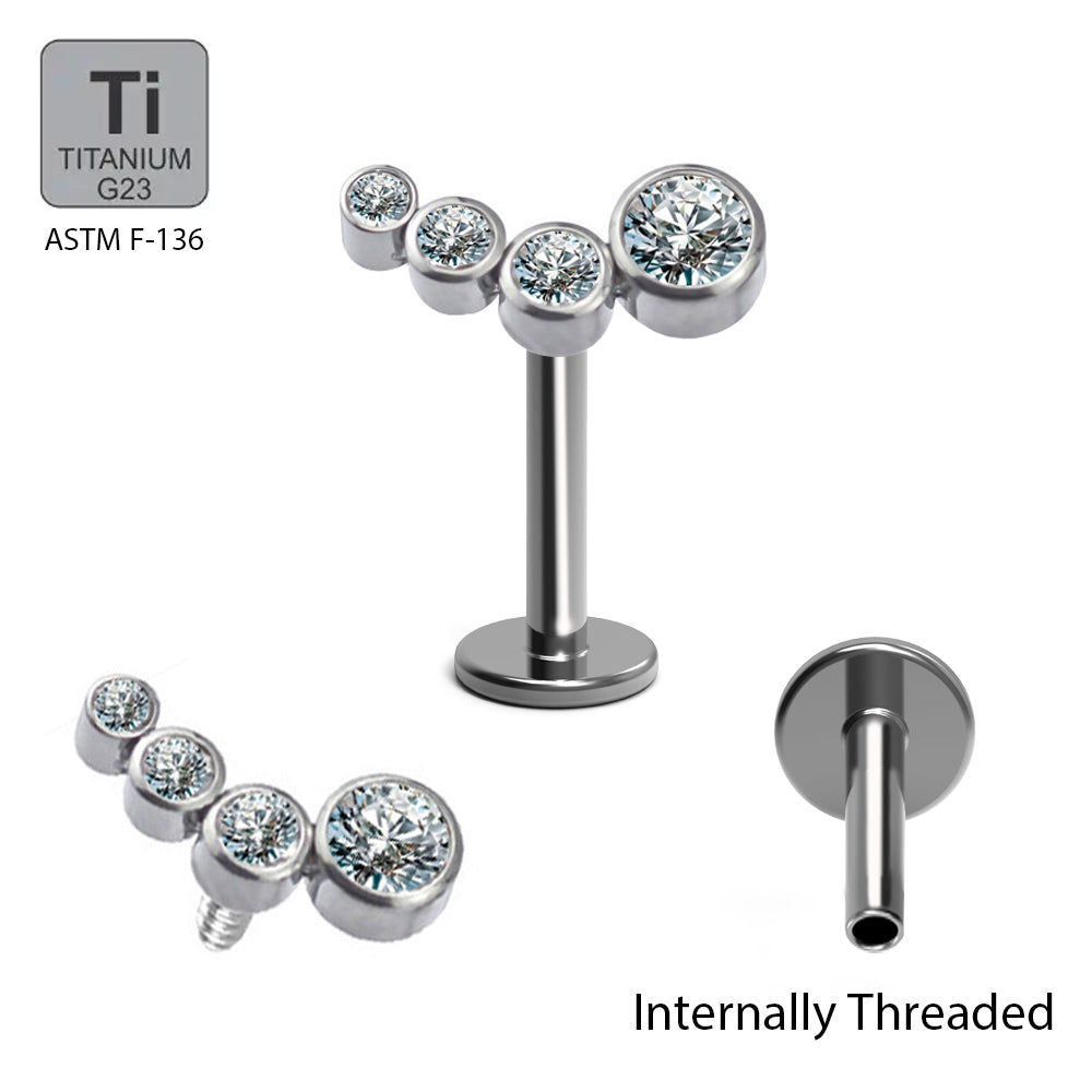 Titan G23 Labret mit Innengewinde und Cubic Zirkonia - Stärke 1.2mm