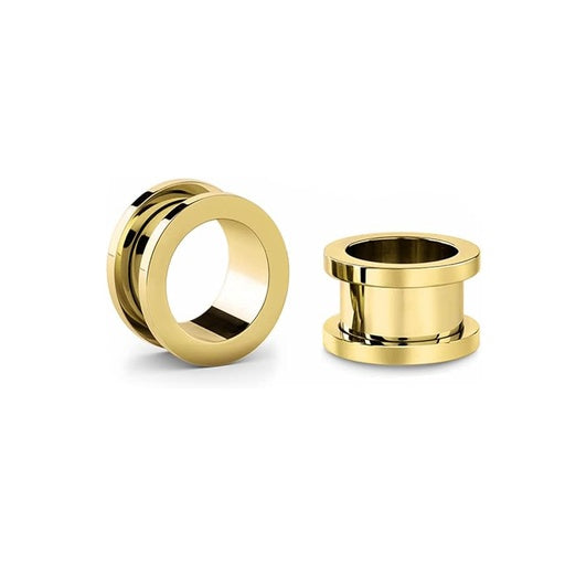 18K Gold Steel Flesh Tunnel - Spiegel Glanz Poliert