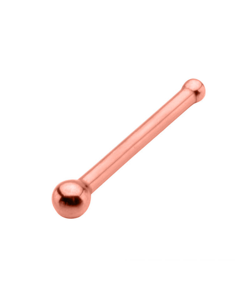 18K Rose Gold Steel Nasenstecker mit Kugel - Stärke 1.0mm