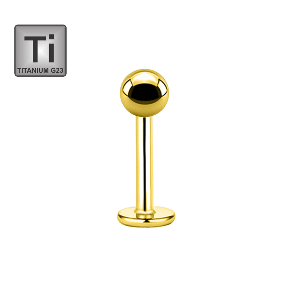 18K Gold Titan Labret mit Kugel (3mm) - Stärke 1.6mm Länge 10mm