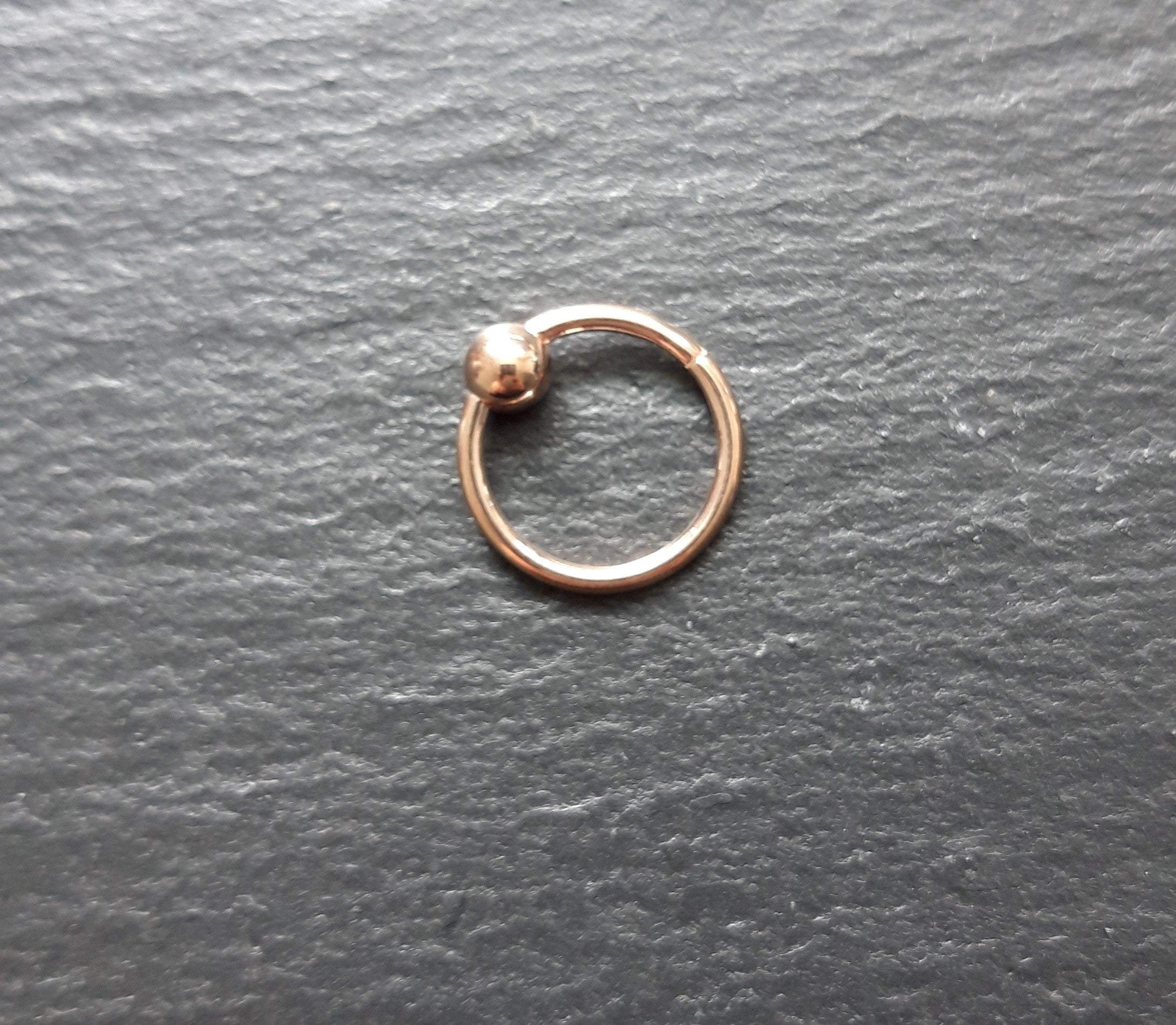 18K Rose Gold Steel Segment Ring Clicker with Ball - Thickness 1.2mm
