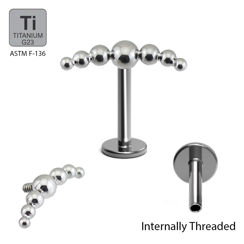 Titan G23 Labret mit Innengewinde und Kugel-Ketten Design - Stärke 1.2mm