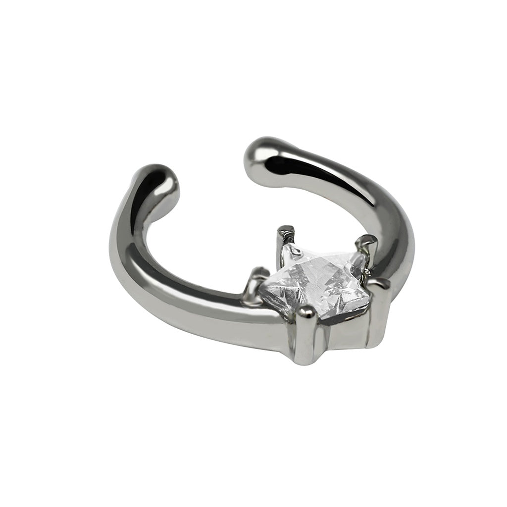 Rhodinierter Fashion Brass Clip-On mit Kristall in Sternform