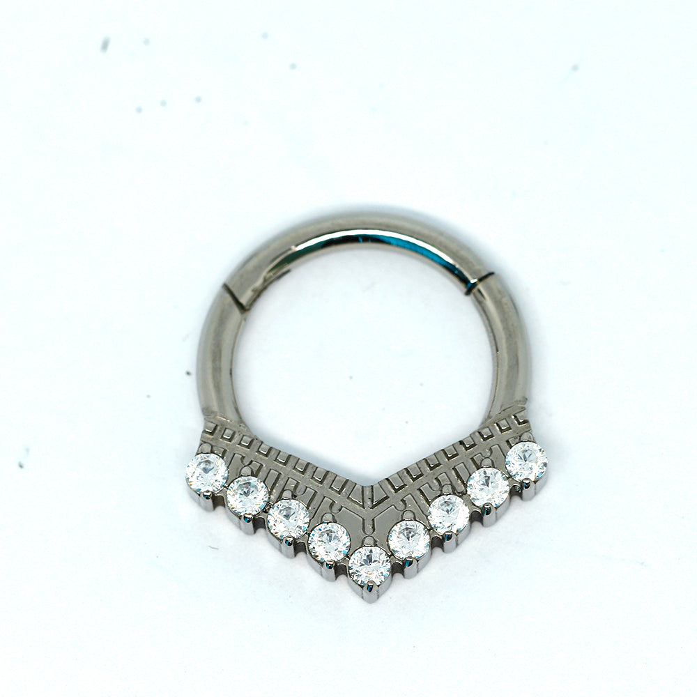 Titan G23 Segmentring Clicker mit Cubic Zirkonia Kristallen - Stärke 1.2mm Durchmesser 8mm