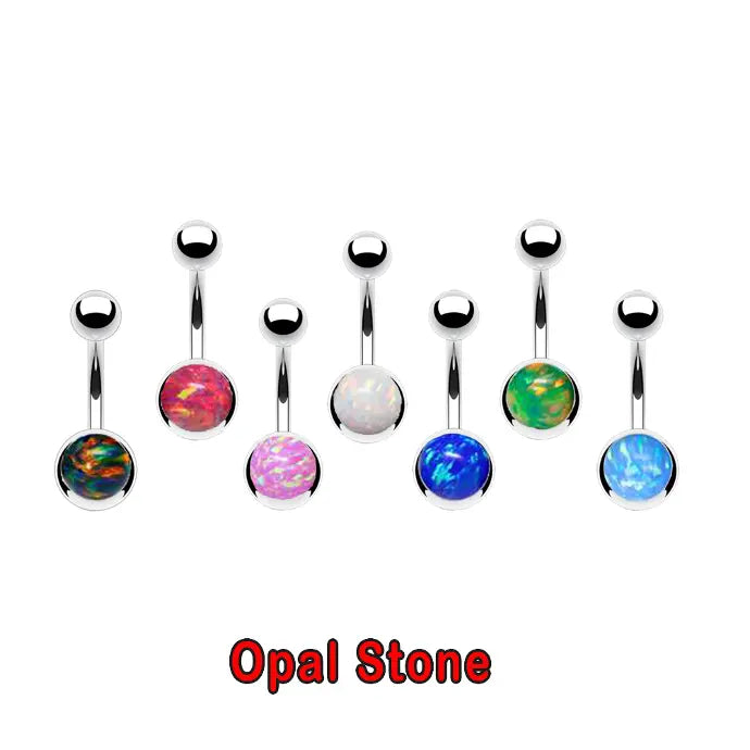 Steel 316L Bauchnabel Banana mit Single Opal (5+8mm) - Stärke 1.6mm