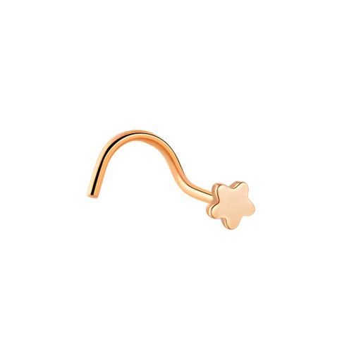 18K Rose Gold Steel Nasenspirale mit Blumen Design - Stärke 1.0mm Design 2.5mm