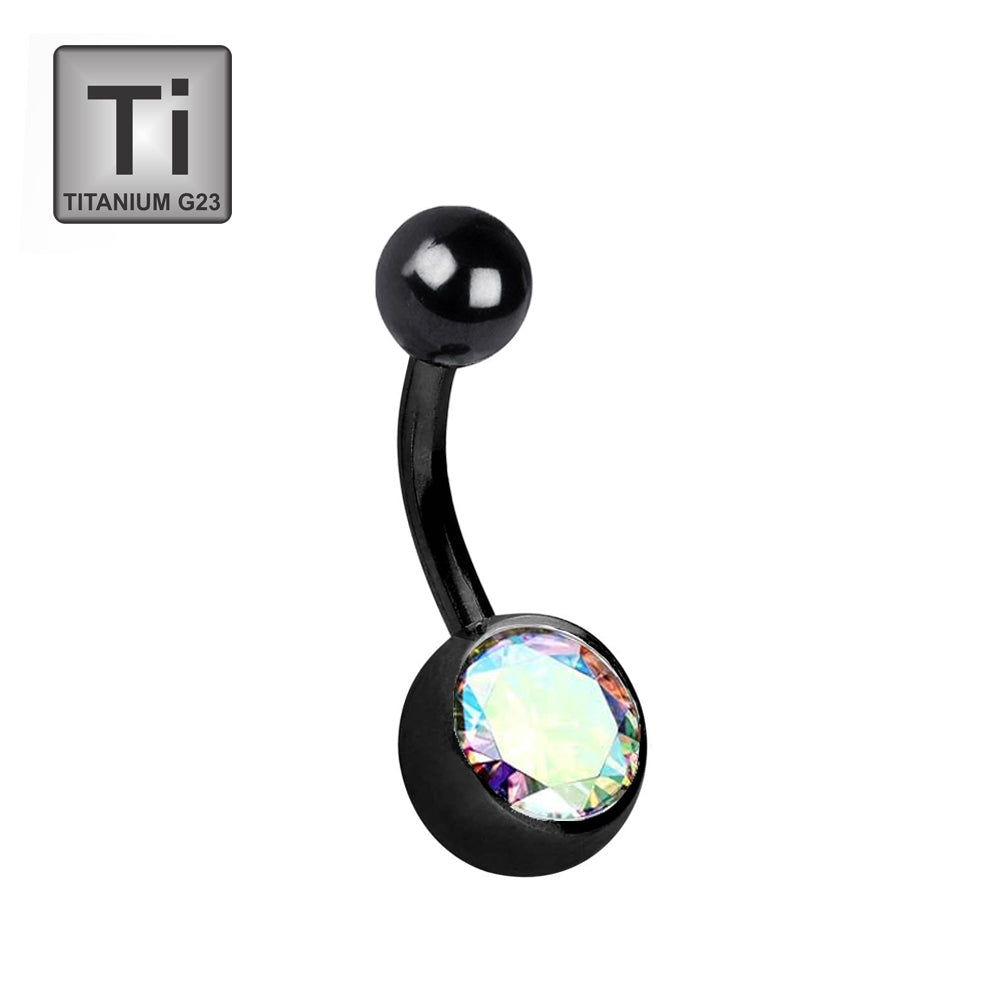 Black Titan Bauchnabel Banana - Stärke 1.6mm mit 5+8mm Kugeln - Single Crystal