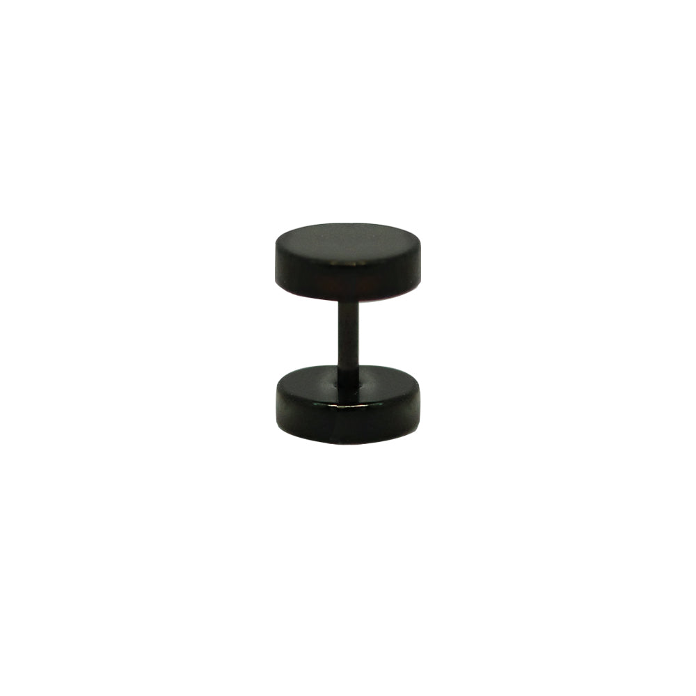 Black Steel Fake Plug mit Disc - Stärke 1.0mm Länge 6mm