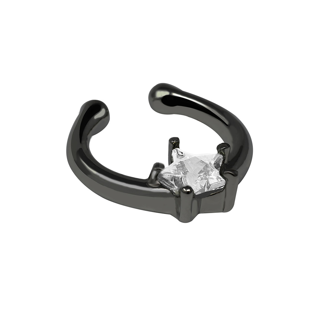 Black rhodinierter Fashion Brass Clip-On mit Kristall in Sternform