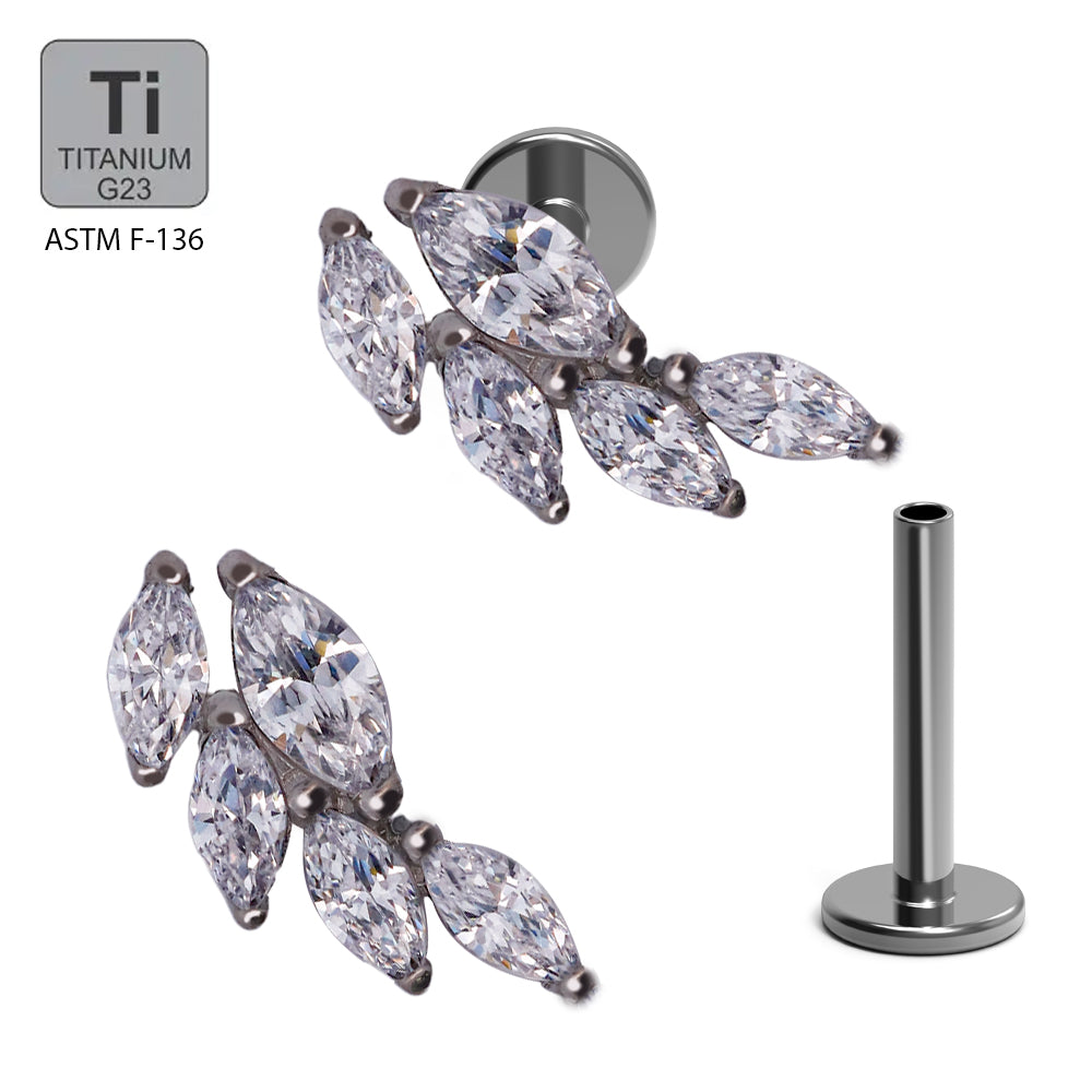 Titan G23 Labret mit Innengewinde und Marquise Zirkonia Design