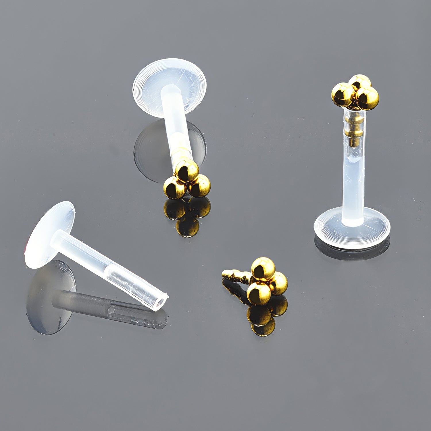 Push-In Bioflex Labret mit Gold Steel Design Top - Stärke 1.2mm Länge 8mm