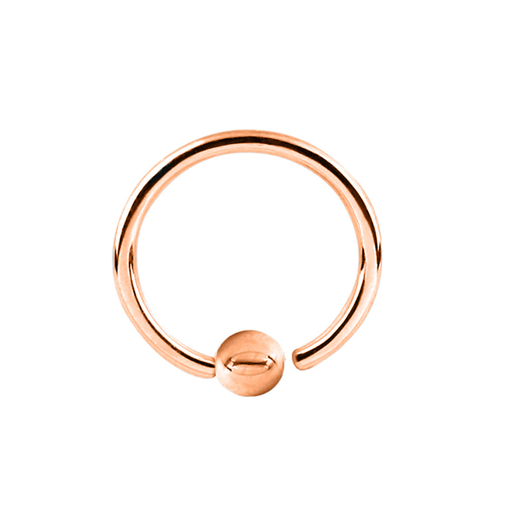 Rose Gold Titan Open Nose Ring mit Kugel - biegbar - Stärke 0.8mm Durchmesser 10mm Kugel 3mm