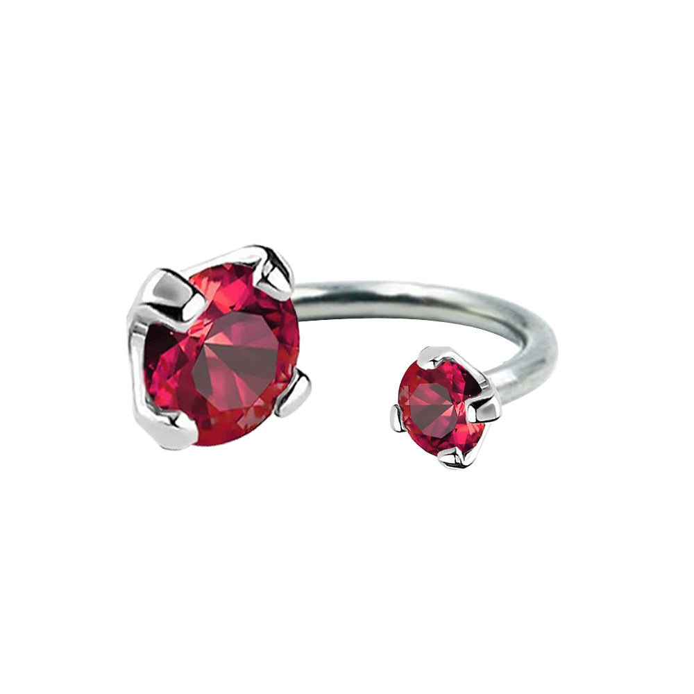 Steel 316L Circular Barbell mit Cubic Zirkonia in Krabbenfassung - Stärke 1.2mm Kristall 6mm/3mm