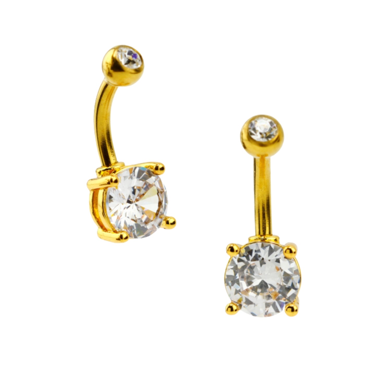 18K Gold Steel Bauchnabel Banana mit Zirkonia (4+7mm) - Stärke 1.6mm Länge 8mm
