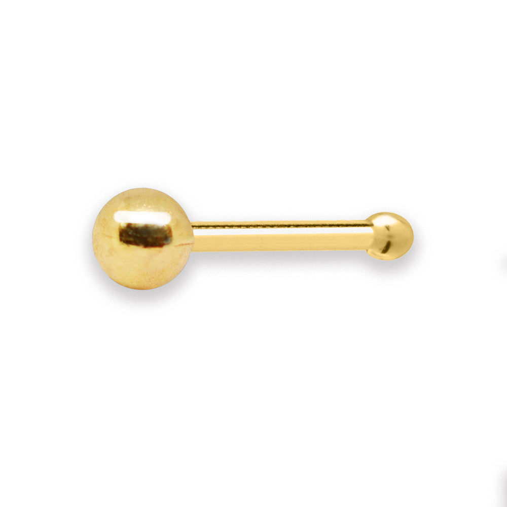 750 real yellow gold (18K) nose stud with ball