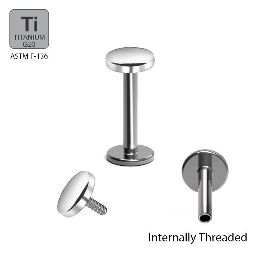 Titan G23 Labret mit Innengewinde und flachem Top - Stärke 1.2mm Design 3mm