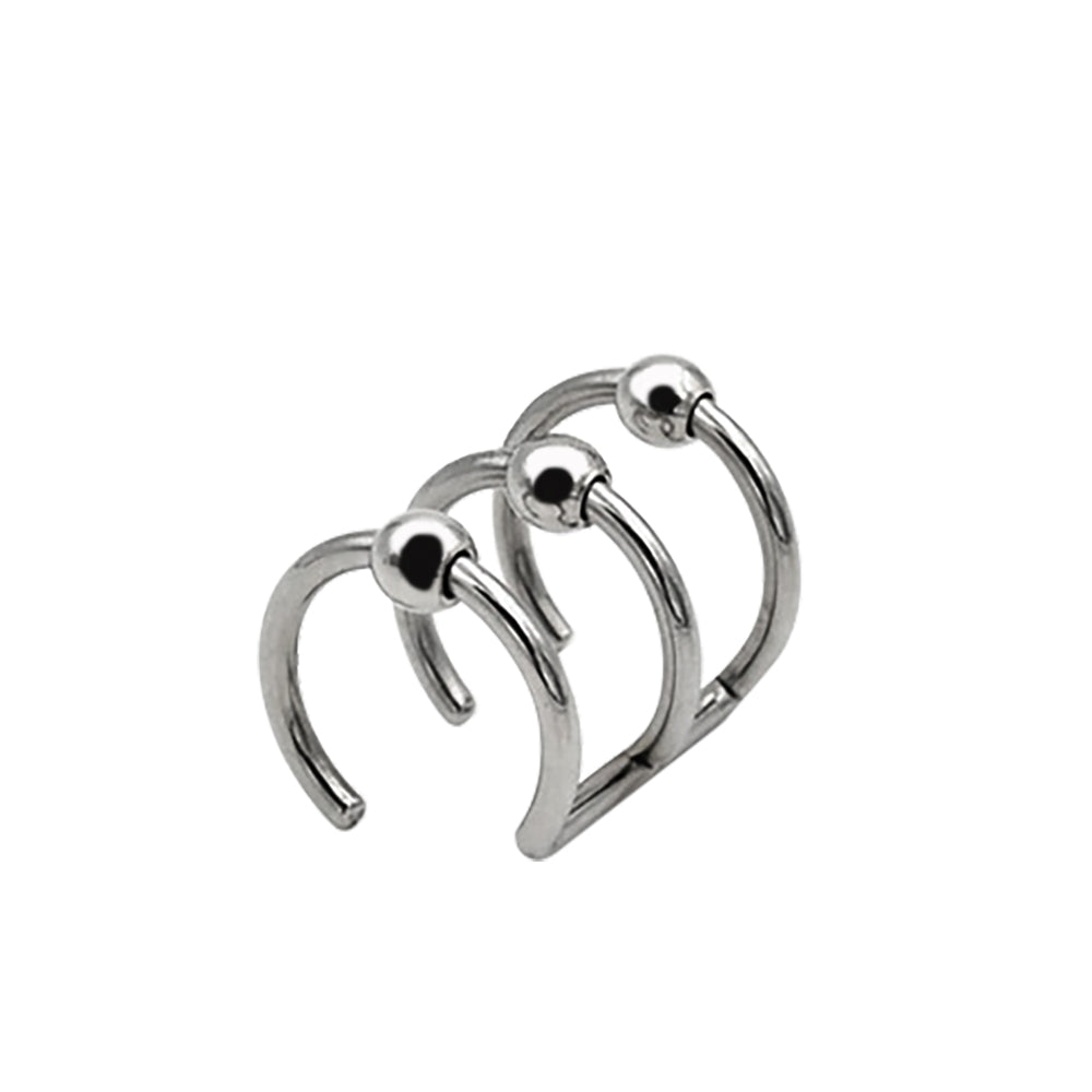 Steel 316L Non Piercing Clip-On mit 3 Ringen und Kugeln - Stärke 1.6mm