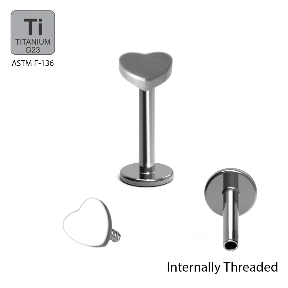 Titan G23 Labret mit Innengewinde und Herz Design - Stärke 1.2mm