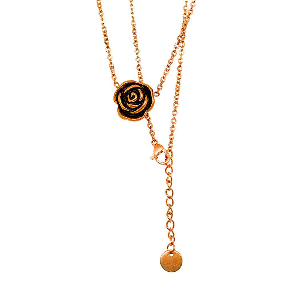 18K Rose Gold S. Steel Panzerkette mit Rosen Design/45cm