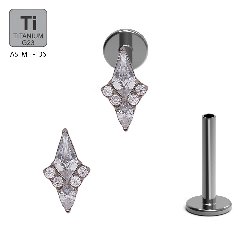 Titan G23 Labret mit Innengewinde und Zirconia Design