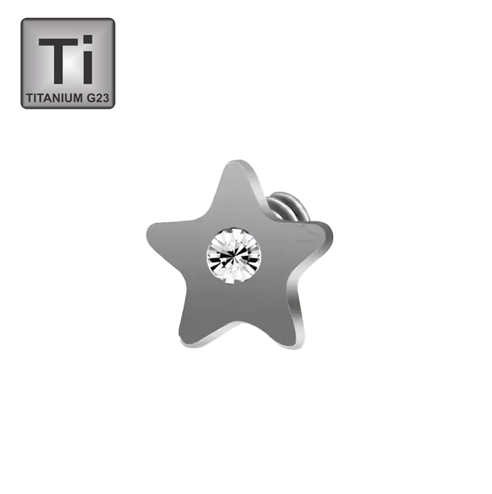 Titan G23 Dermal Anchor im Stern Design mit Kristall - Stärke 1.2mm