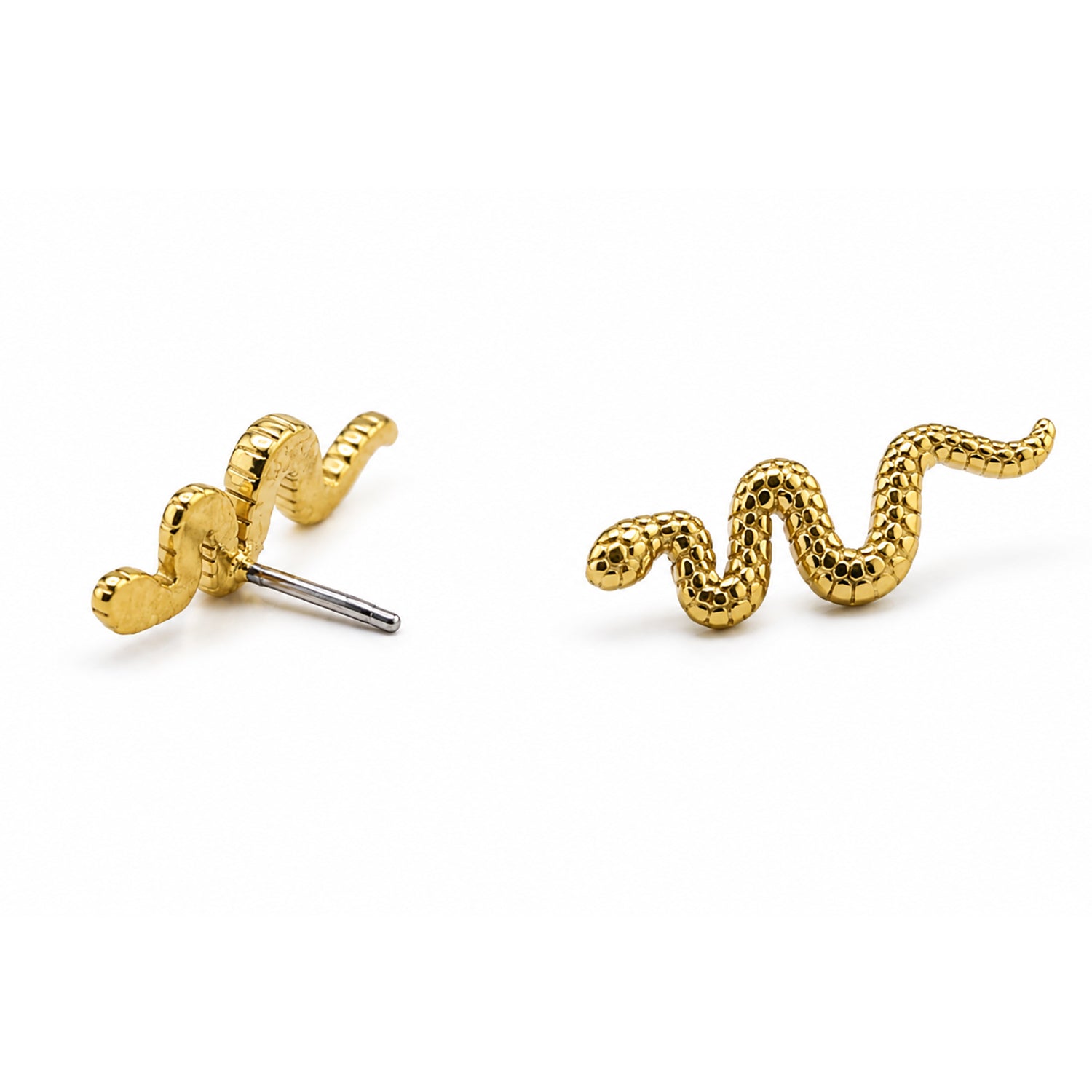 Steel 316L Gold Ti-PVD Coated Push-In Top with Snake Design (Full Steel)