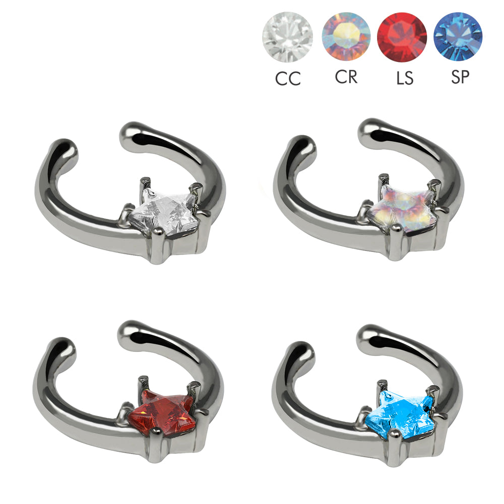 Rhodinierter Fashion Brass Clip-On mit Kristall in Sternform