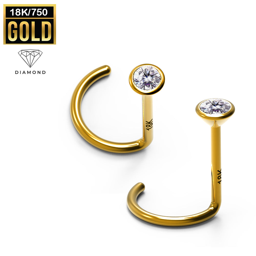 750er Echt-Gelbgold (18K) Nasenspirale mit Diamant