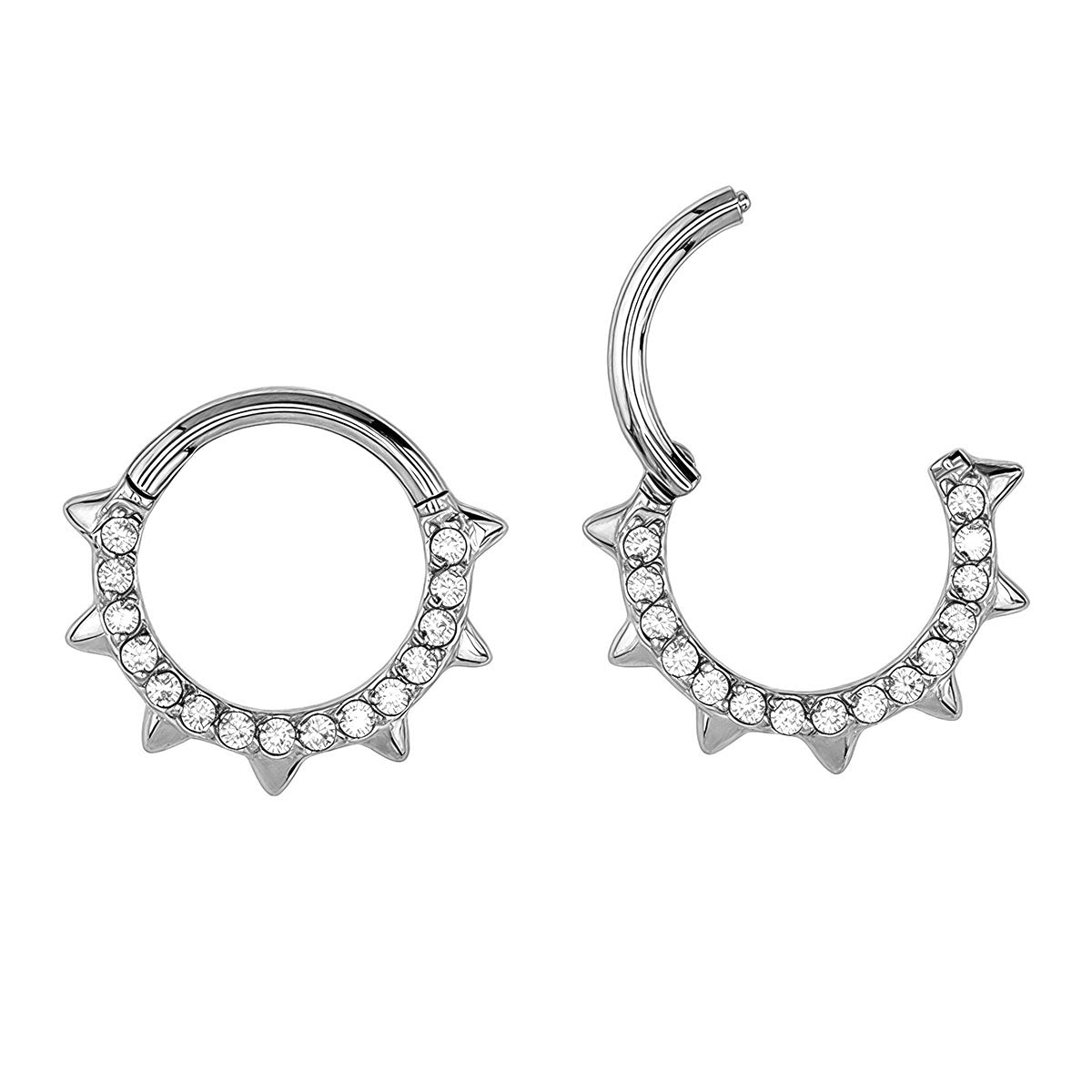 Steel 316L Segmentring Clicker mit klaren Kristallen - Stärke 1.2mm