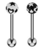 Steel 316L Barbell & Zungen Piercing mit Steel und Acryl Kugel - Stärke 1.6mm