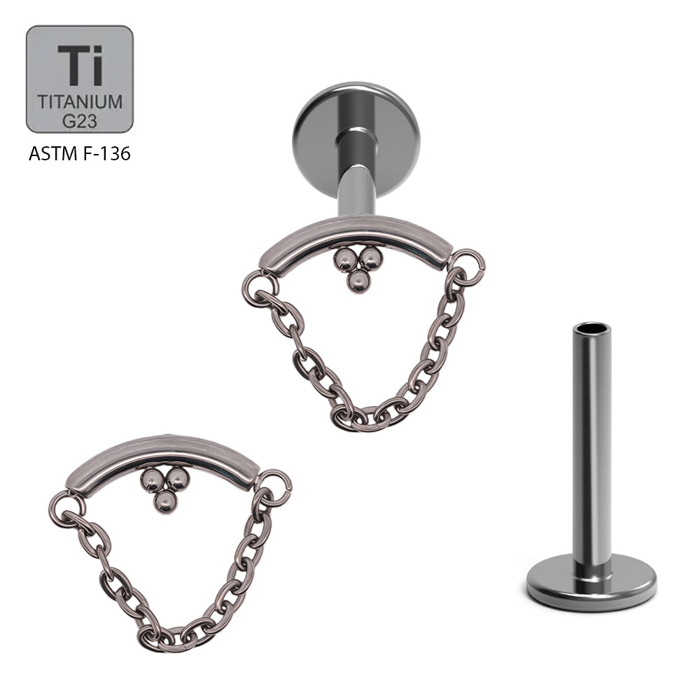 Titan G23 Hidden Helix/Rook Labret mit Kette und Design - Innengewinde