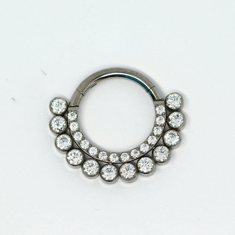 Titan G23 Segmentring Clicker mit Cubic Zirkonia Kristallen - Stärke 1.2mm Durchmesser 8mm