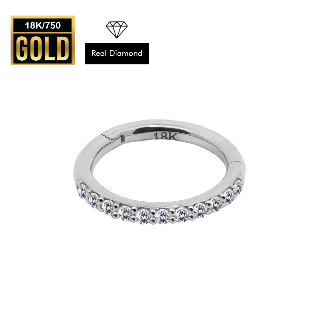 750er Echt-Weißgold (18K) Segmentring Clicker mit Diamanten - Stärke 1.2mm