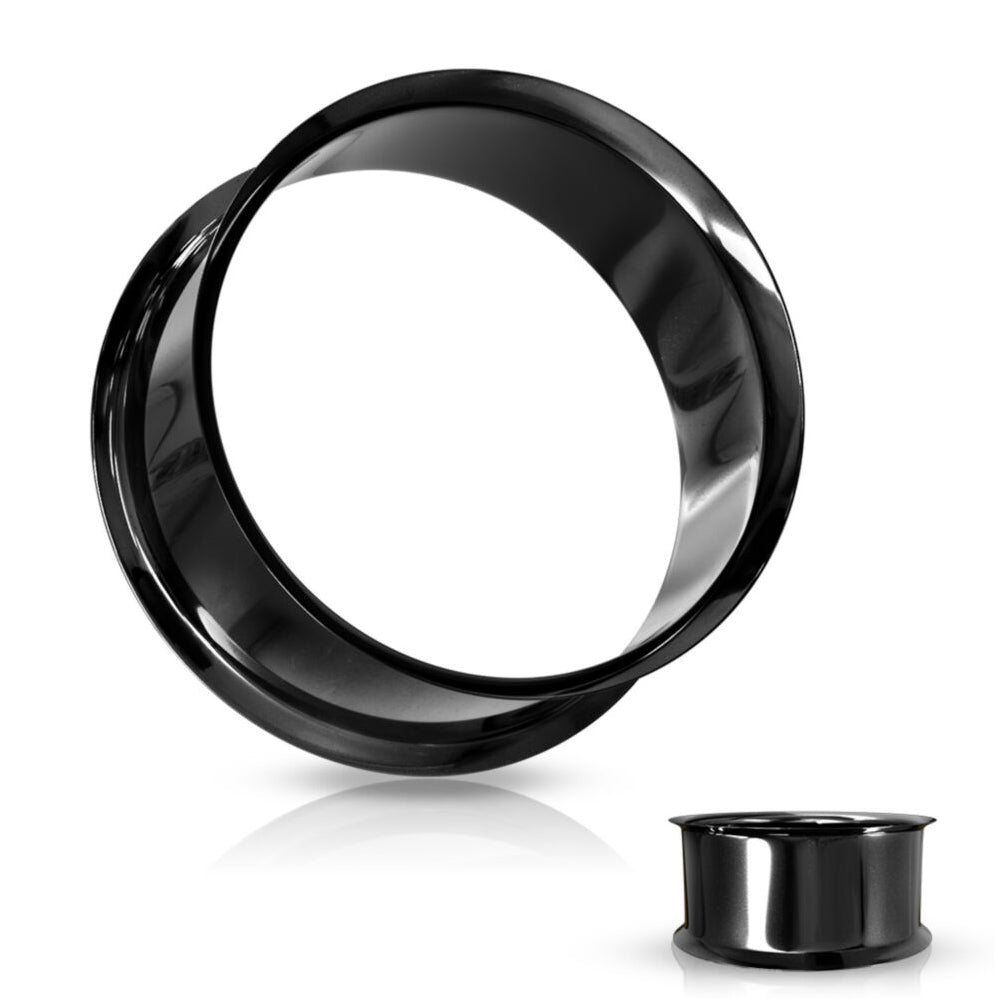Black Steel Double Flared Tunnel - Spiegel Glanz Poliert