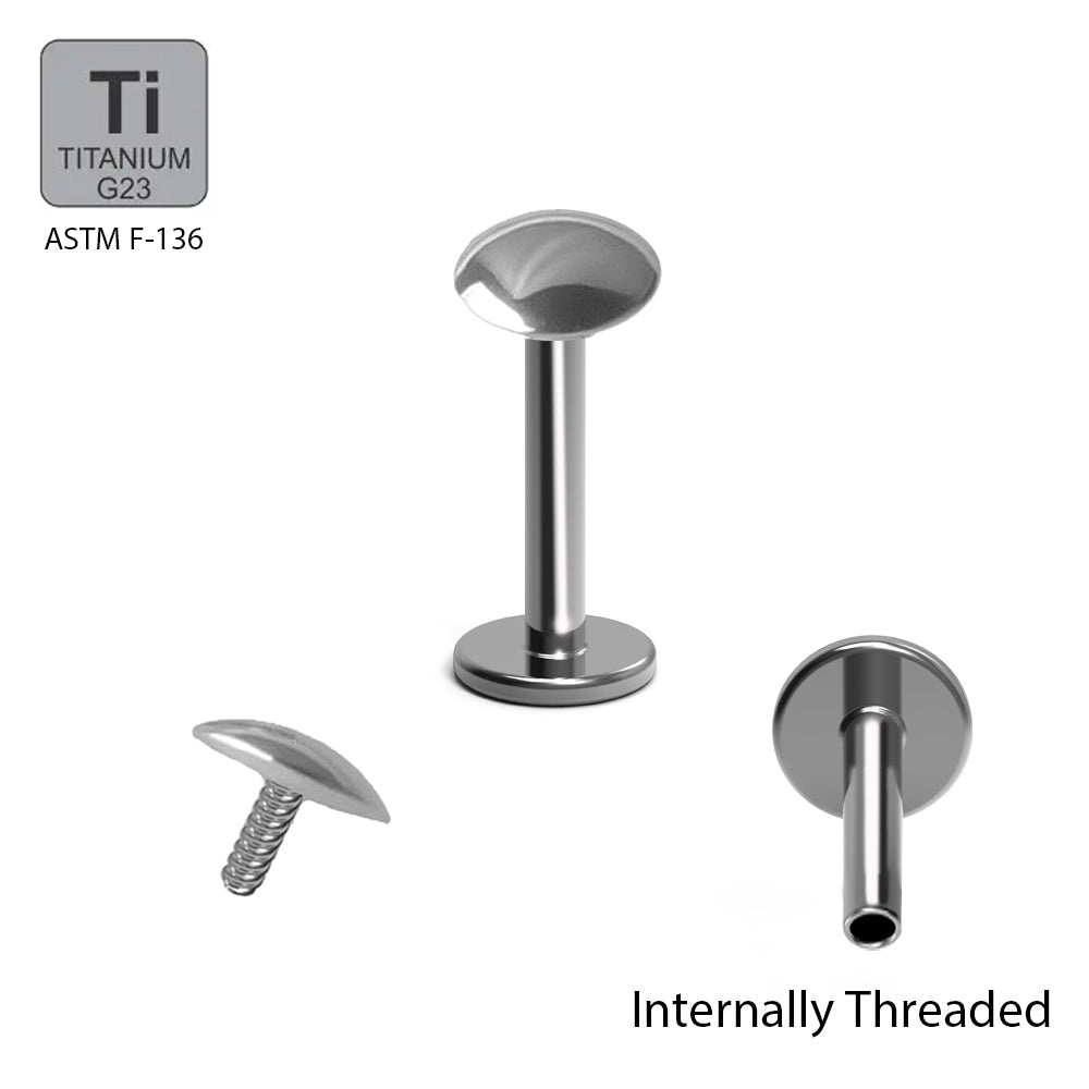 Titan G23 Labret mit Innengewinde und abgerundetem Top - Stärke 1.2mm Top 3mm