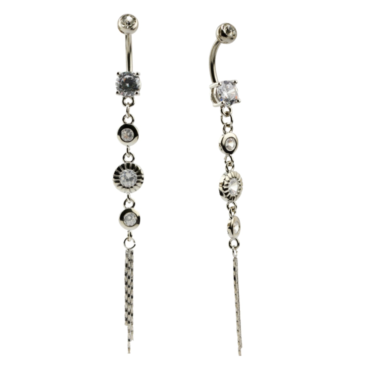 Steel 316L Bauchnabel Banana im Dangle Design mit Kristallen - CC Kristallklar